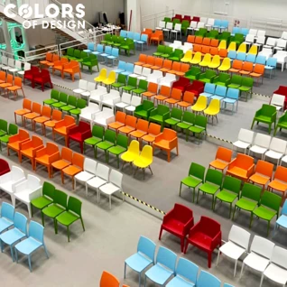 A colorful vertigo with a mix of chairs